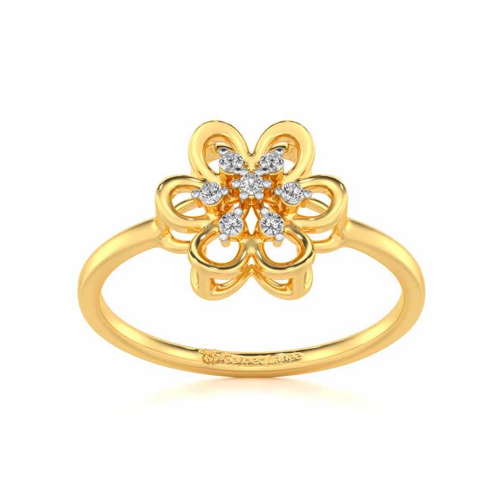Petal Flower Silver Ring - Yellow Gold - Image 2