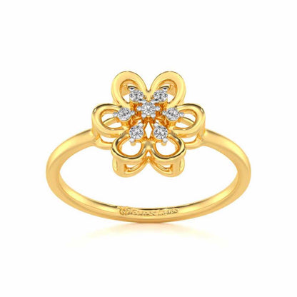 Petal Flower Silver Ring - Yellow Gold - Image 2