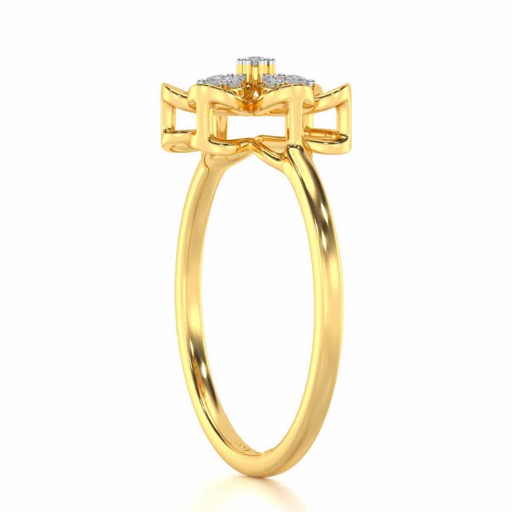 Petal Flower Silver Ring - Yellow Gold - Image 4