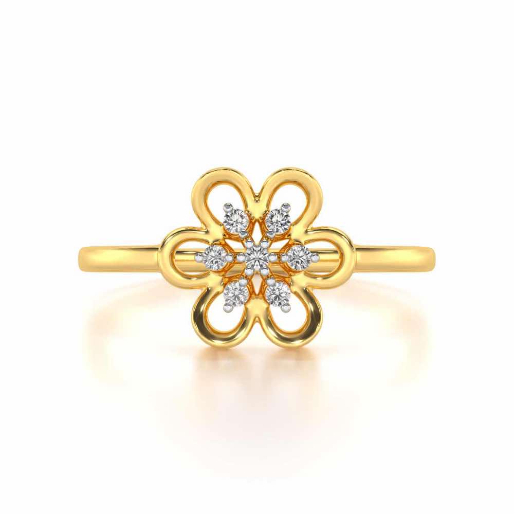 Petal Flower Silver Ring - Yellow Gold - Image 5
