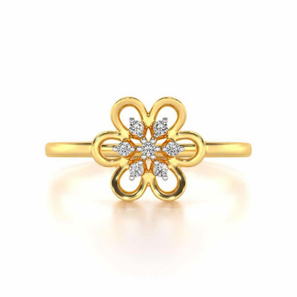 Petal Flower Silver Ring - Yellow Gold - Image 5