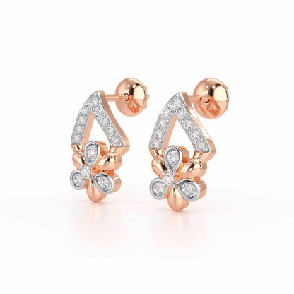 Petal Perfection Silver Earrings - Rose Gold - Image 3