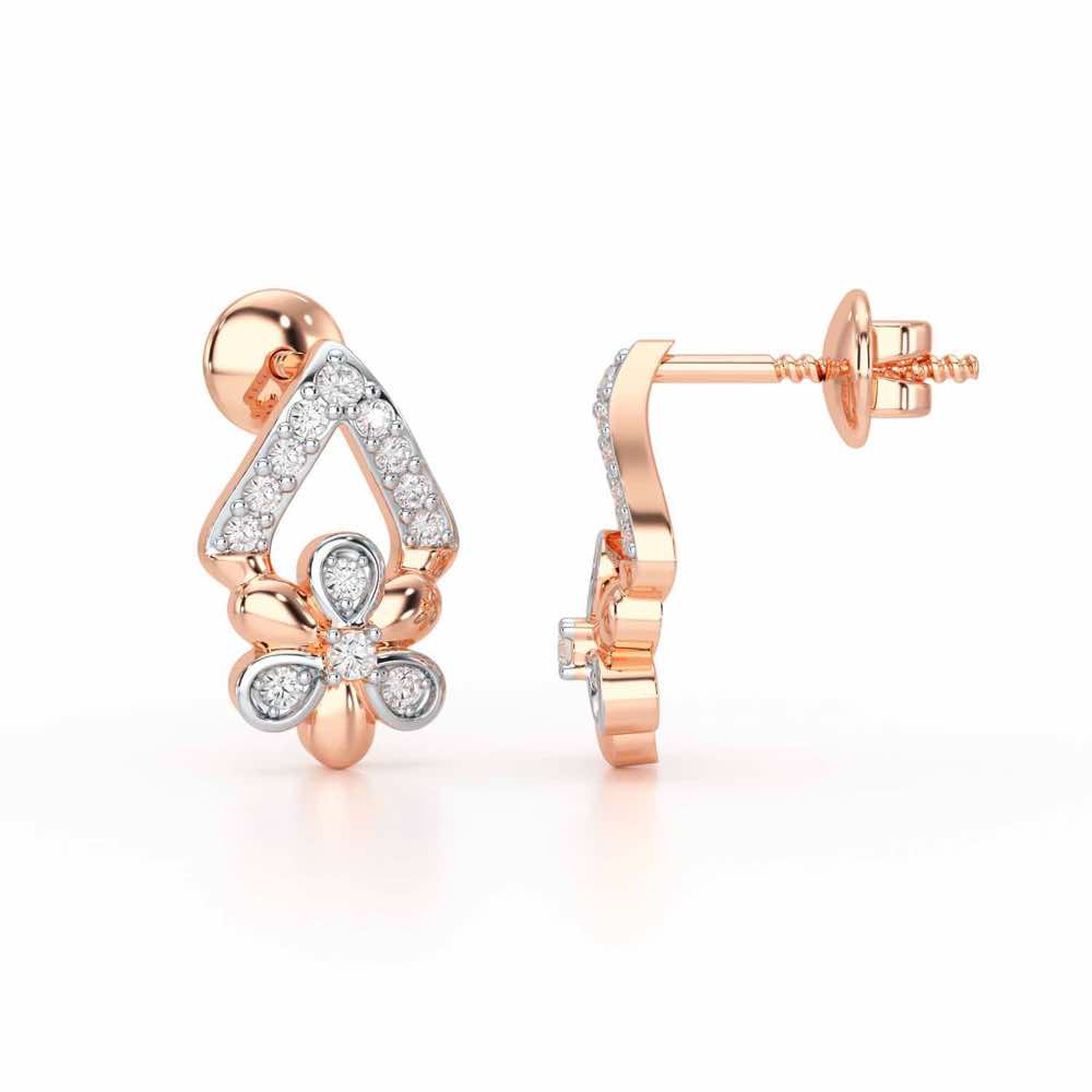 Petal Perfection Silver Earrings - Rose Gold - Image 4