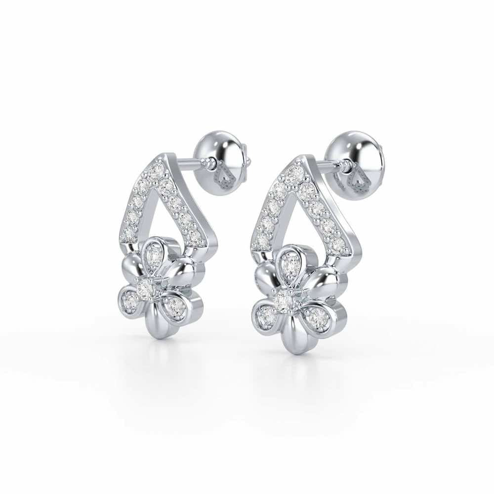 Petal Perfection Silver Earrings - White Gold - Image 3
