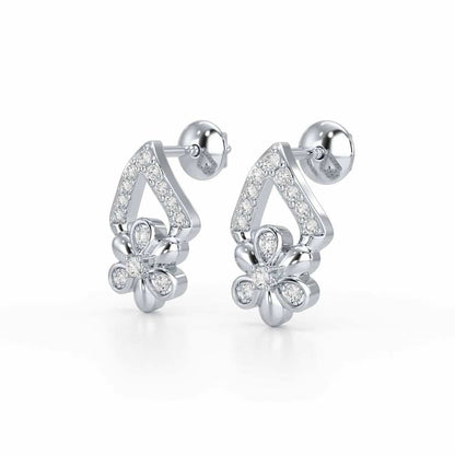 Petal Perfection Silver Earrings - White Gold - Image 3