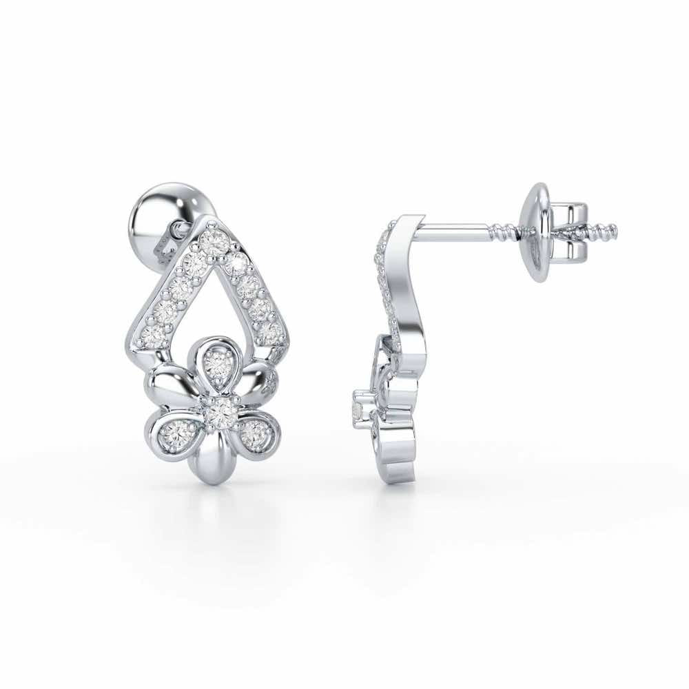 Petal Perfection Silver Earrings - White Gold - Image 4