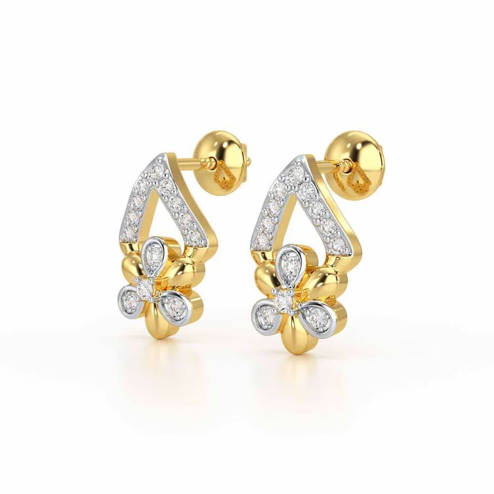 Petal Perfection Silver Earrings - Yellow Gold - Image 3