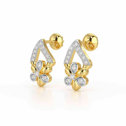 Petal Perfection Silver Earrings - Yellow Gold - Image 3