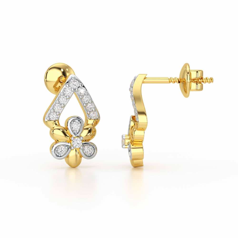 Petal Perfection Silver Earrings - Yellow Gold - Image 4