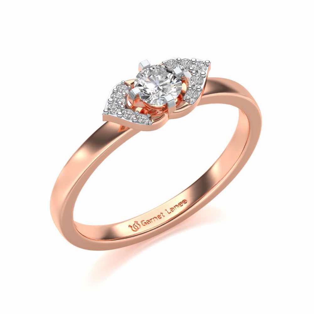 Petaled Solitaire Silver Ring - Rose Gold - Image 1