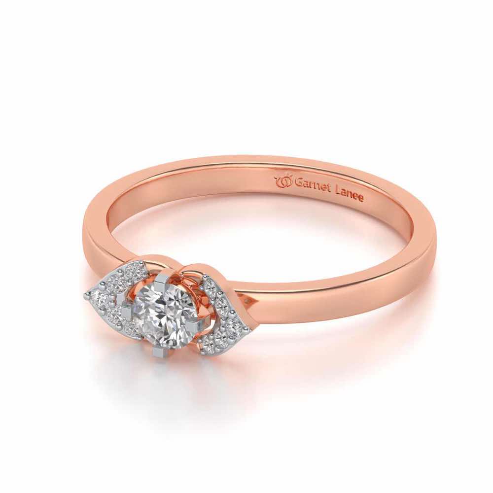 Petaled Solitaire Silver Ring - Rose Gold - Image 2