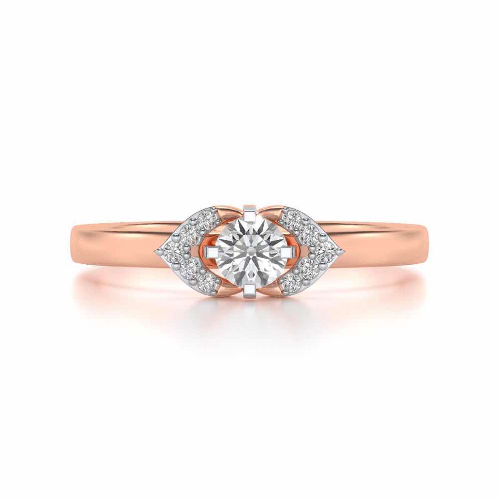 Petaled Solitaire Silver Ring - Rose Gold - Image 4
