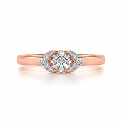 Petaled Solitaire Silver Ring - Rose Gold - Image 4