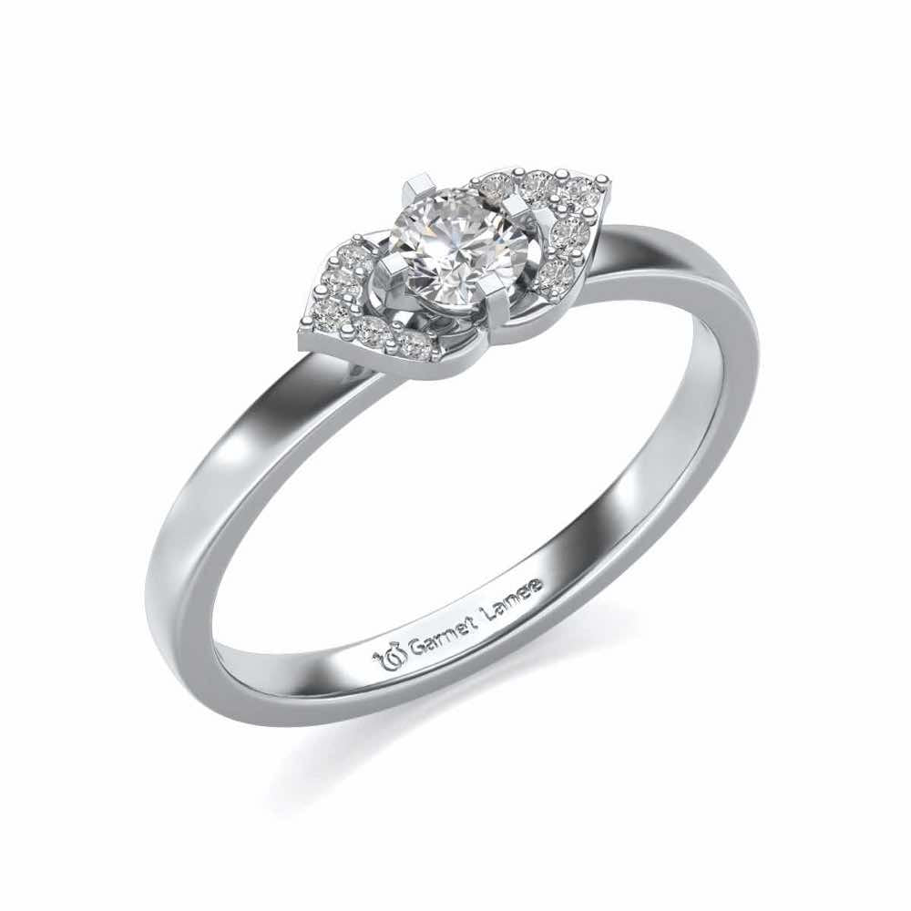 Petaled Solitaire Silver Ring - White Gold - Image 1