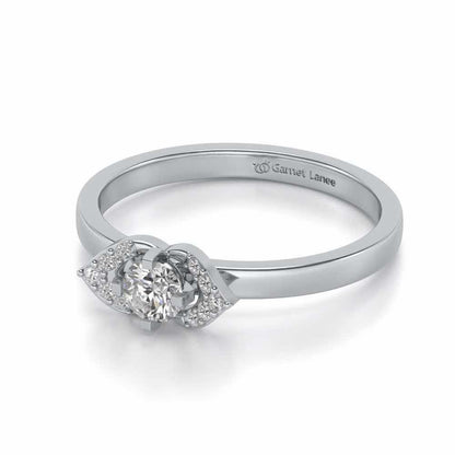 Petaled Solitaire Silver Ring - White Gold - Image 2