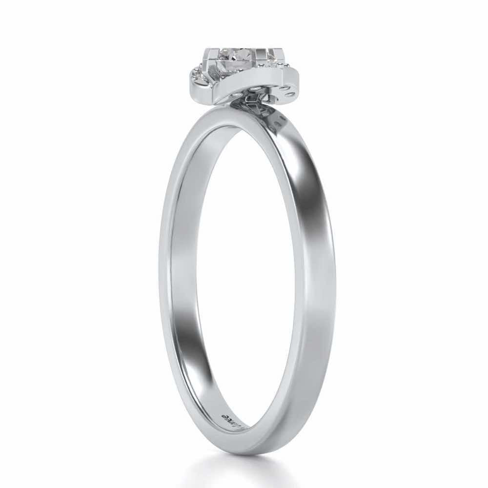 Petaled Solitaire Silver Ring - White Gold - Image 3