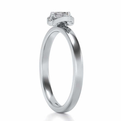 Petaled Solitaire Silver Ring - White Gold - Image 3