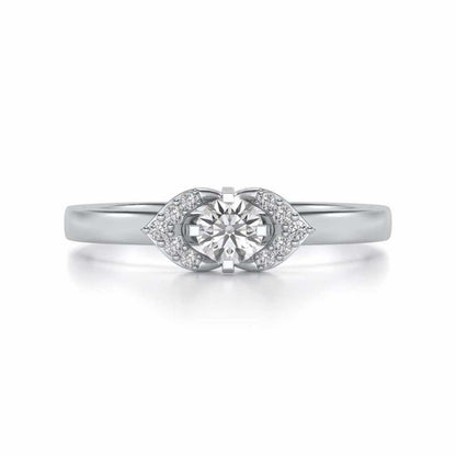Petaled Solitaire Silver Ring - White Gold - Image 4
