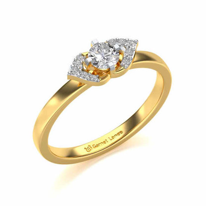 Petaled Solitaire Silver Ring - Yellow Gold - Image 1