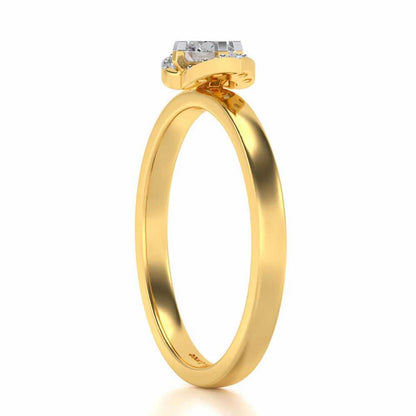 Petaled Solitaire Silver Ring - Yellow Gold - Image 3