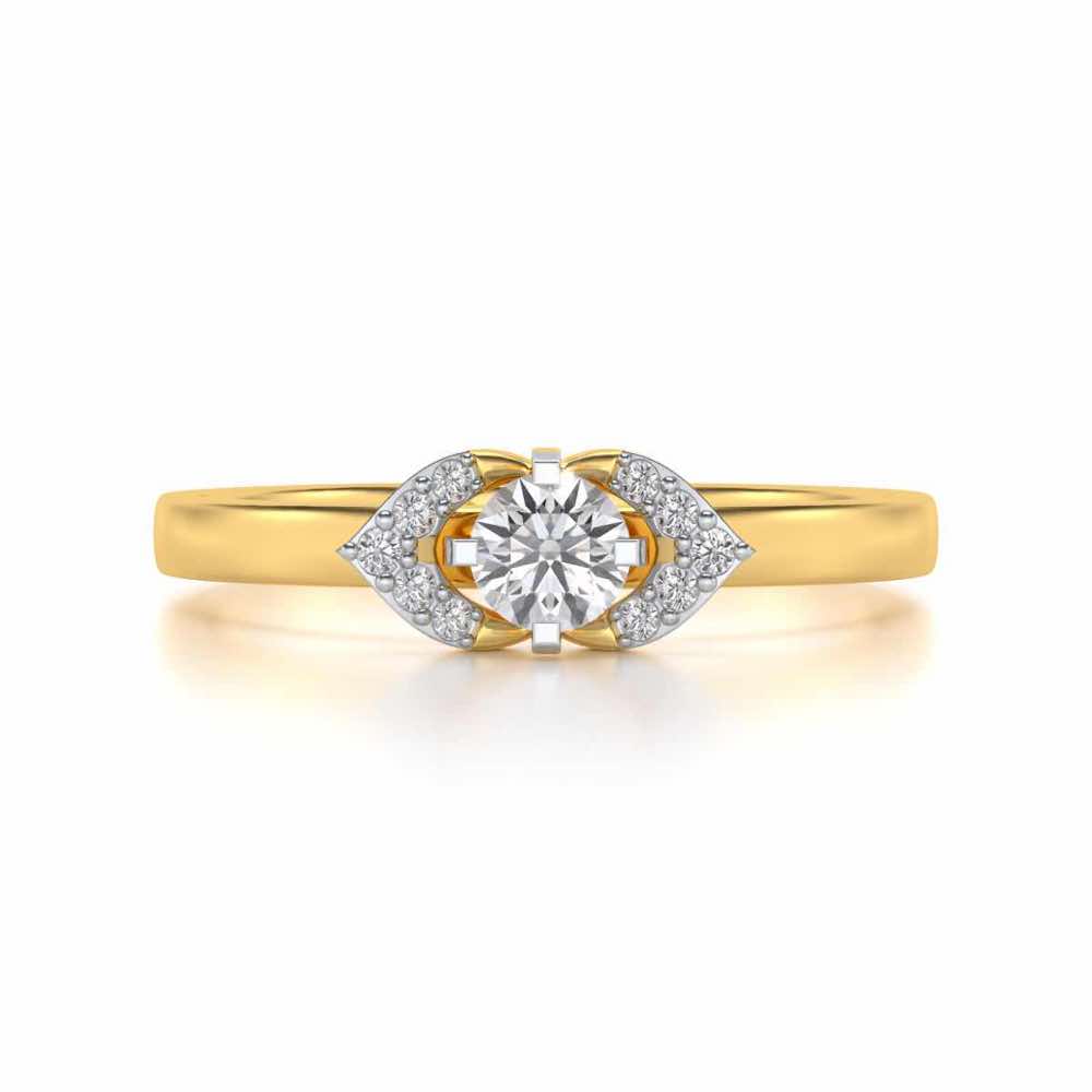 Petaled Solitaire Silver Ring - Yellow Gold - Image 4