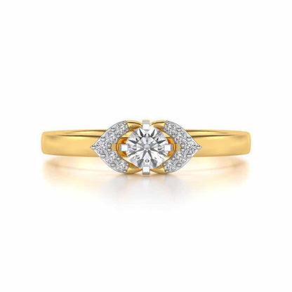 Petaled Solitaire Silver Ring - Yellow Gold - Image 4