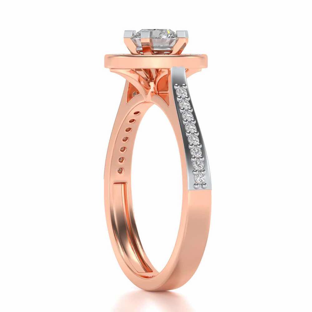 Pheonixed eye Solitaire Silver Ring - Rose Gold - Image 3