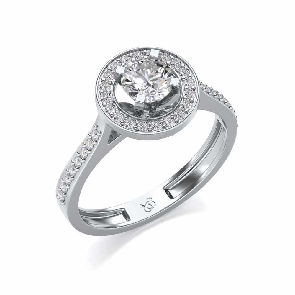 Pheonixed eye Solitaire Silver Ring - White Gold - Image 1