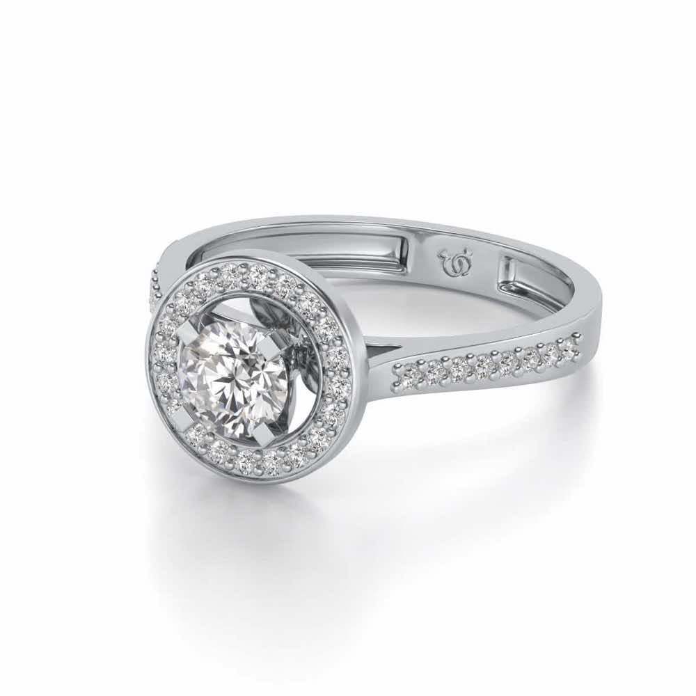 Pheonixed eye Solitaire Silver Ring - White Gold - Image 2
