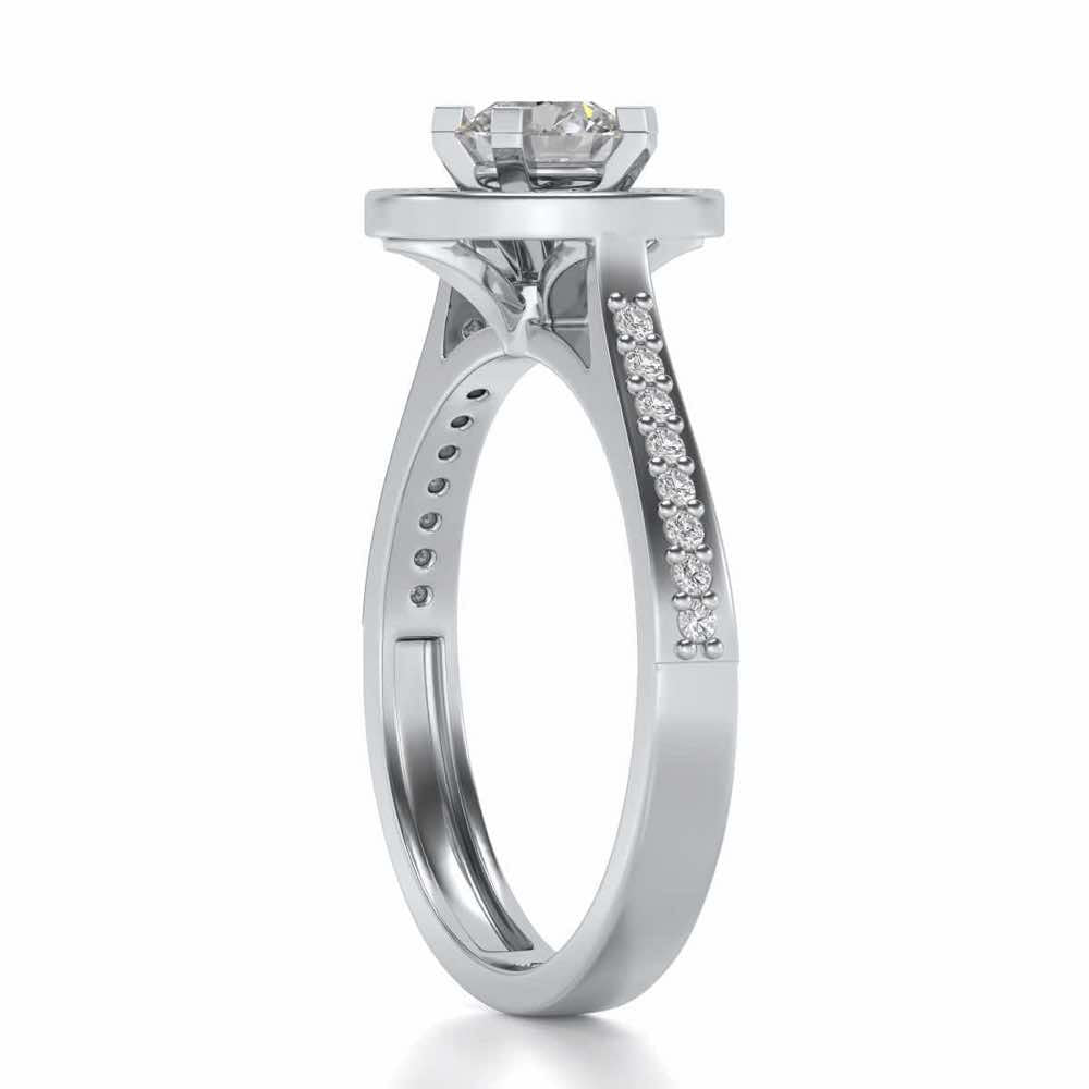Pheonixed eye Solitaire Silver Ring - White Gold - Image 3