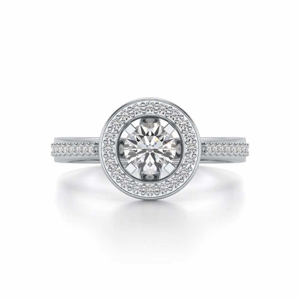 Pheonixed eye Solitaire Silver Ring - White Gold - Image 4