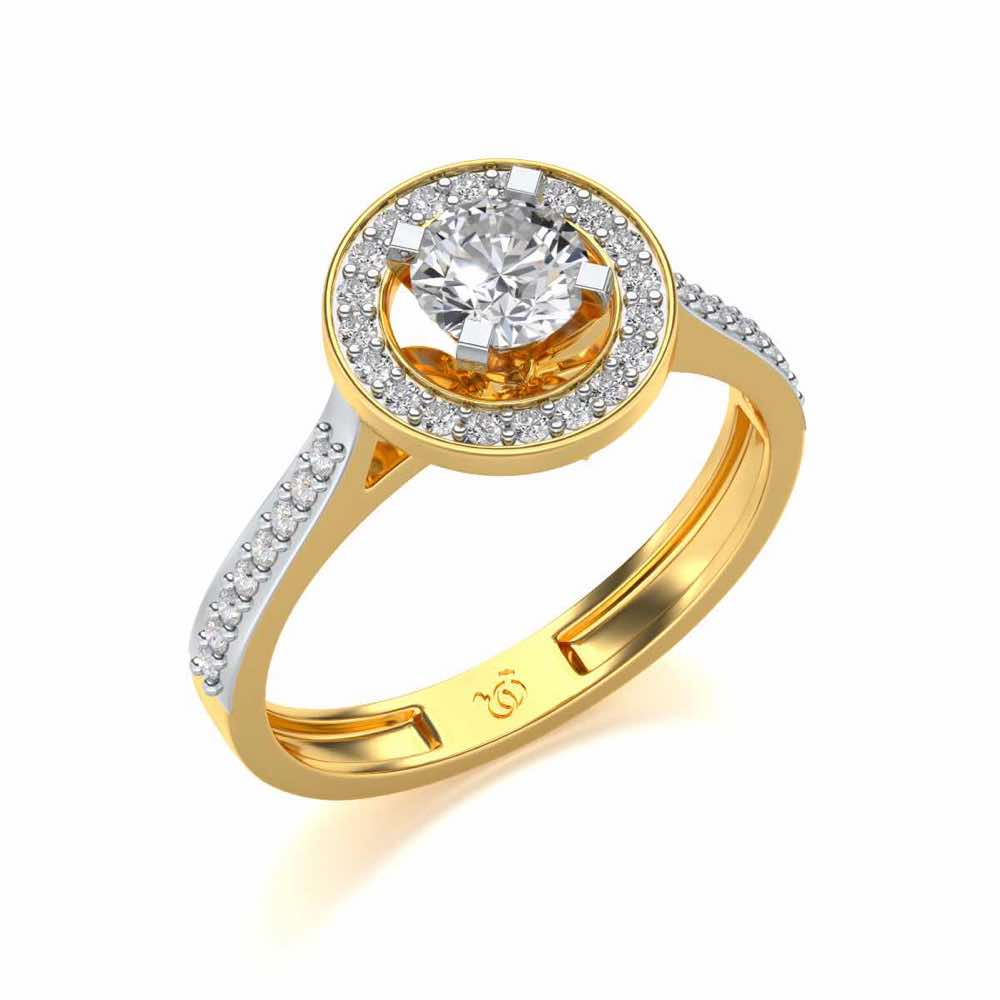 Pheonixed eye Solitaire Silver Ring - Yellow Gold - Image 1