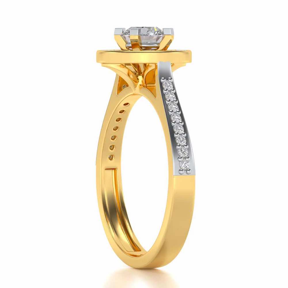 Pheonixed eye Solitaire Silver Ring - Yellow Gold - Image 3