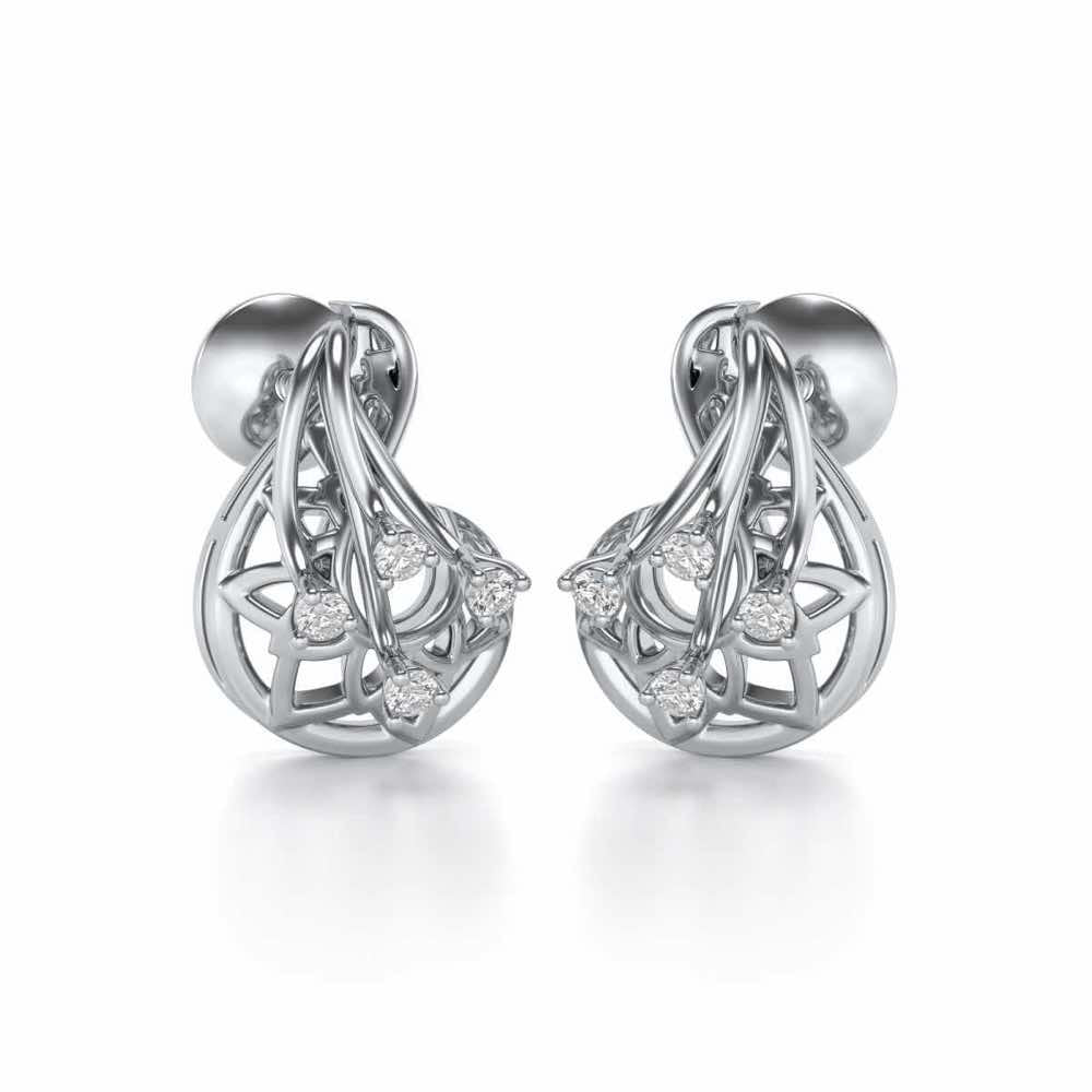 Phoenix Silver Earrings - White Gold - Image 2