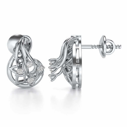 Phoenix Silver Earrings - White Gold - Image 4