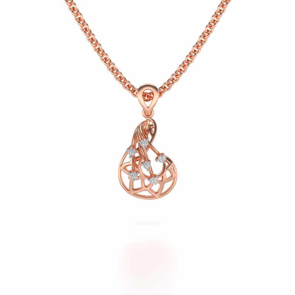 Phoenix Silver Pendant Earrings Set - Rose Gold - Image 2