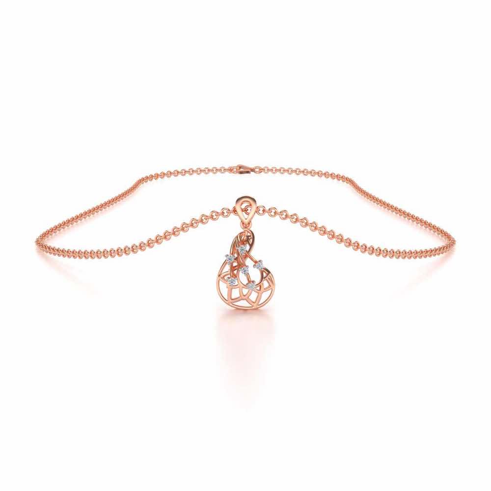 Phoenix Silver Pendant Earrings Set - Rose Gold - Image 3