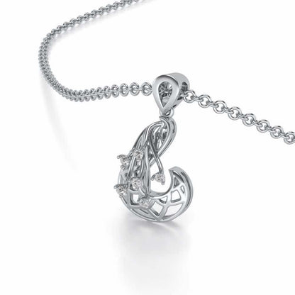 Phoenix Silver Pendant Earrings Set - White Gold - Image 1