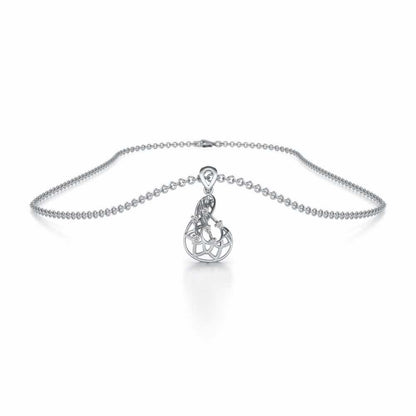 Phoenix Silver Pendant Earrings Set - White Gold - Image 3