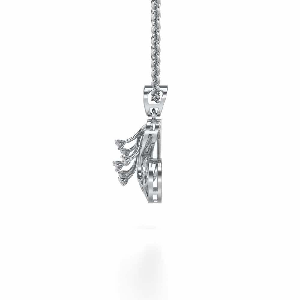 Phoenix Silver Pendant Earrings Set - White Gold - Image 4