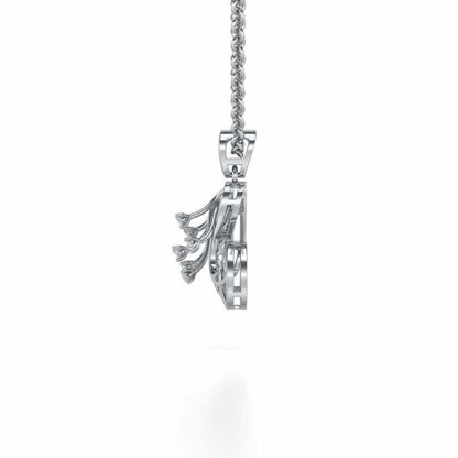 Phoenix Silver Pendant Earrings Set - White Gold - Image 4