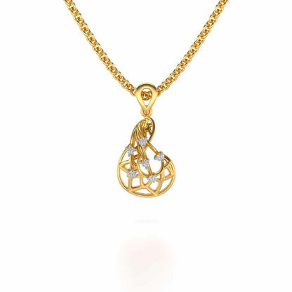 Phoenix Silver Pendant Earrings Set - Yellow Gold - Image 2