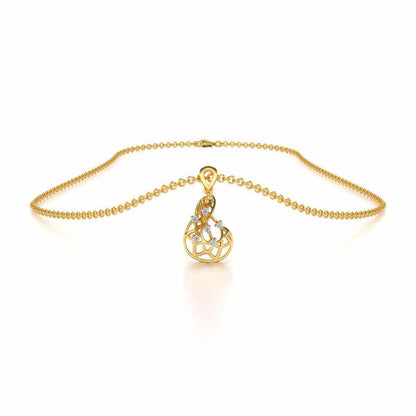 Phoenix Silver Pendant Earrings Set - Yellow Gold - Image 3