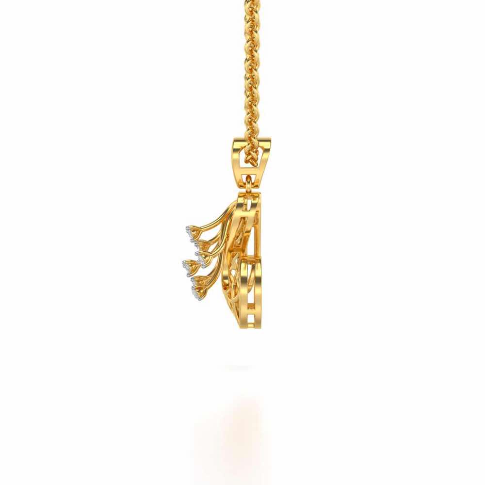 Phoenix Silver Pendant Earrings Set - Yellow Gold - Image 4
