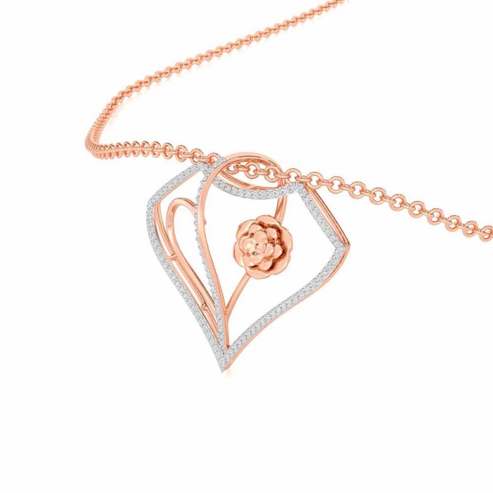 Phool Asha Silver Pendant - Rose Gold - Image 2