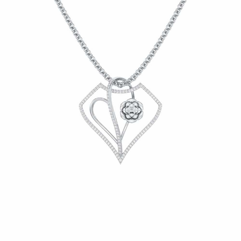 Phool Asha Silver Pendant - White Gold - Image 1