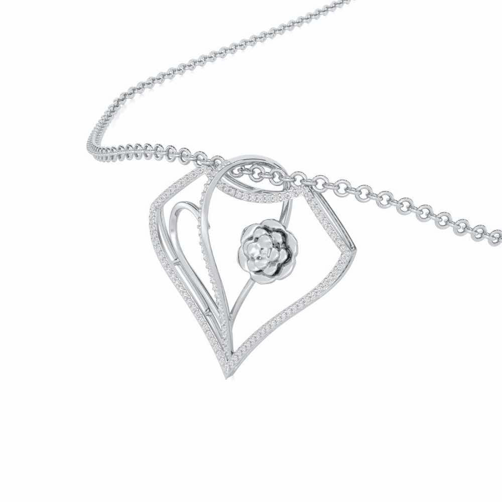 Phool Asha Silver Pendant - White Gold - Image 2