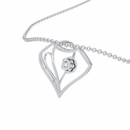 Phool Asha Silver Pendant - White Gold - Image 2