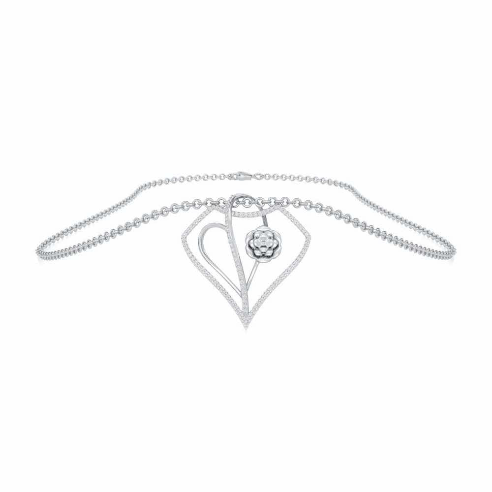 Phool Asha Silver Pendant - White Gold - Image 3