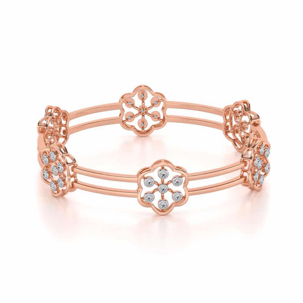 Phool Silver Bangles - Rose Gold - Image 2